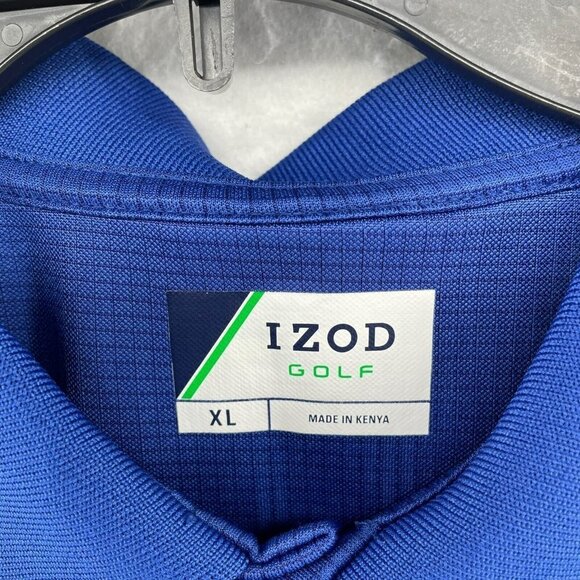 Izod Golf Polo Shirt Men's Sz XL Royal Blue 3 Button Collared Logo Short Sleeve - Picture 10 of 12
